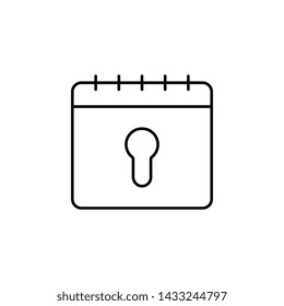 Calendar, key, castle icon. Simple thin line, outline vector of calendar icons for ui and ux, website or mobile application