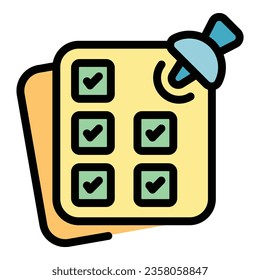 Calendar key note icon outline vector. Business point. Top list color flat