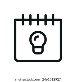 Calendar with lamp isolated icon, creative event vector icon with editable stroke