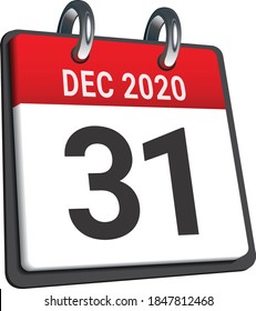 Kalender des letzten Tages am Monat Dezember 2020. Das neue Jahr kommt, wünschen Sie alles Gute wie immer in diesem kommenden neuen Jahr.
