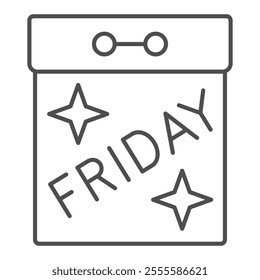 Calendar last friday date thin line icon, black friday sale concept. Vector graphics. Appointment sign on white background, outline style icon for mobile or web design