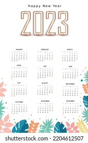 Calendar Layout 2023 Years Stock Vector (Royalty Free) 2204612507 ...