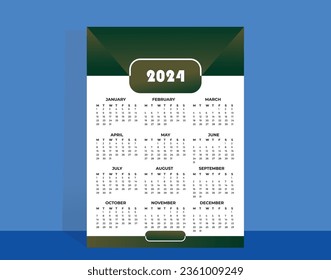 calendar Layout for 2024 year in English.Week starts from Monday. Vector calendar 2024 for your design,calendar template for 2024 year. template for annual calendar 2024