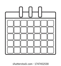 
Calendar layout. Vector black outline. Linear style. Isolated white background.