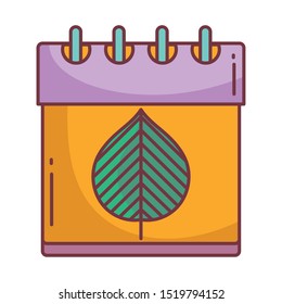 calendar leaf hello autumn design icon