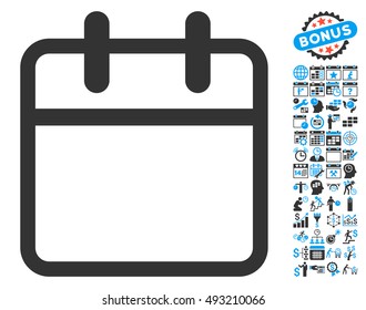 Calendar Leaf icon with bonus calendar and time management pictograph collection. Vector illustration style is flat iconic bicolor symbols, blue and gray colors, white background.