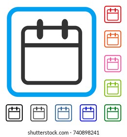 Calendar Leaf icon. Flat grey pictogram symbol in a light blue rounded squared frame. Black, gray, green, blue, red, orange color variants of Calendar Leaf vector. Designed for web and software UI.