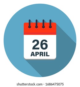 Calendar leaf icon showing April 26th on blue background