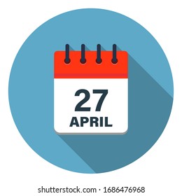 Calendar leaf icon showing April 27th on blue background