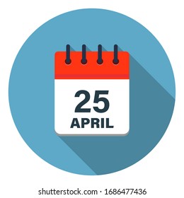 Calendar leaf icon showing April 25th on blue background