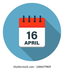 Calendar leaf icon showing April 16th on blue background