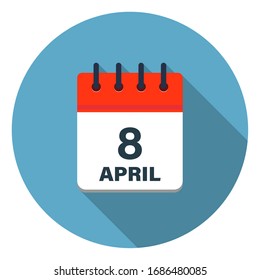Icono de hoja de calendario que muestra el 8 de abril en fondo azul