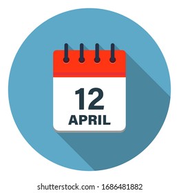 Icono de hoja de calendario mostrando el 12 de abril en fondo azul