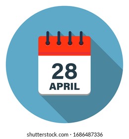 Calendar leaf icon showing April 28th on blue background