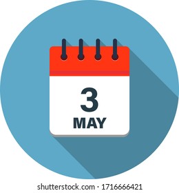 Calendar leaf icon showing May 3rd on blue background