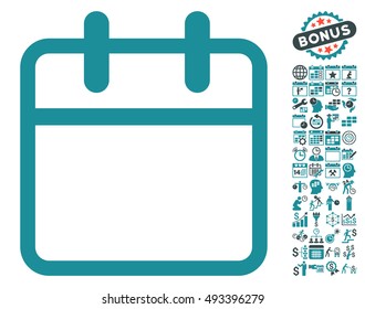 Calendar Leaf pictograph with bonus calendar and time management design elements. Vector illustration style is flat iconic bicolor symbols, soft blue colors, white background.