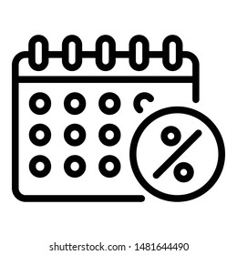 Calendar lease payment date icon. Outline calendar lease payment date vector icon for web design isolated on white background