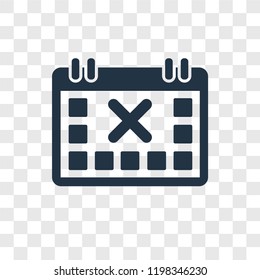 Calendar with Letter X vector icon isolated on transparent background, Calendar with Letter X transparency logo concept