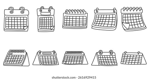 Calendar Line Art Doodle Pack