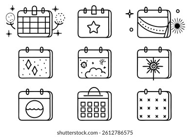Calendar Line Art Minimal Design for Creative Wall Illustration (2)