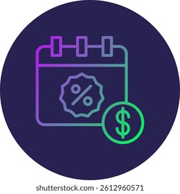 Calendar Line Circle Gradient Style