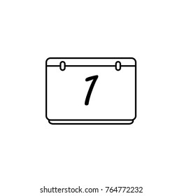 Calendar line icon 1 january on white background