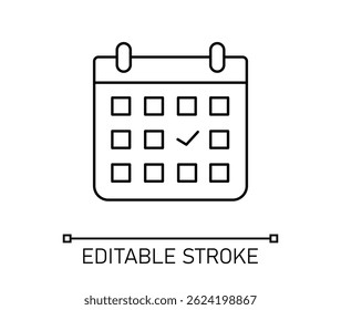 Calendar Line Icon check mark Editable Stroke stock illustration	