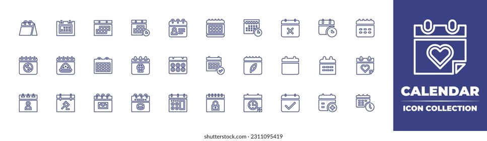 Calendar line icon collection. Editable stroke. Vector illustration. Containing calendar, date, time.