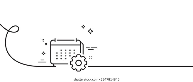Calendar line icon. Continuous one line with curl. Annual planner sign. Event schedule symbol. Calendar single outline ribbon. Loop curve pattern. Vector