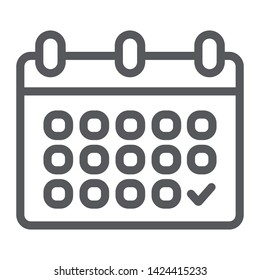 Calendar line icon, date and schedule, reminder sign, vector graphics, a linear pattern on a white background, eps 10.
