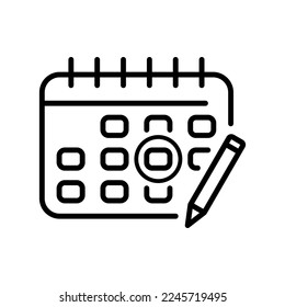 Calendar line icon. Date, year, day, month, holiday, day, event, Maya, time, new year, week, schedule, day off. Calendar concept. Vector line icon on white background