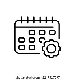 Kalenderzeilensymbol. Datum, Jahr, Tag, Monat, Urlaub, Tag, Veranstaltung, Maya, Zeit, neues Jahr, Woche, Zeitplan, Tag frei. Kalenderkonzept. Vektorliniensymbol auf weißem Hintergrund
