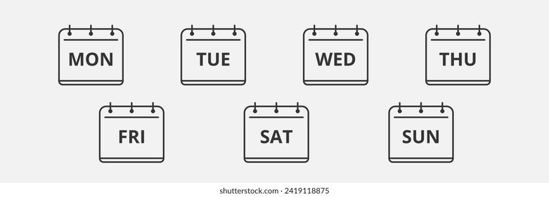 Calendar line icon, days of week. Notes message. Vector illustration, isolated