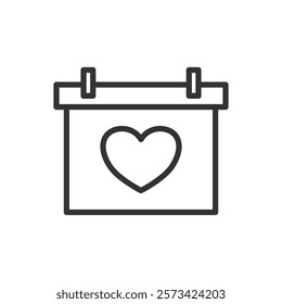 Calendar line icon with heart. Vector illustration