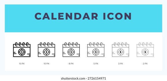 Ilustraciones de iconos de línea de calendario con trazos editables.