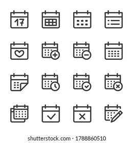 Calendar Line Icon. Minimal Vector Illustration. Included Simple Outline Icons as Schedule, Reminder, Appointment, Planner, Event Time. Editable Stroke. Pixel Perfect