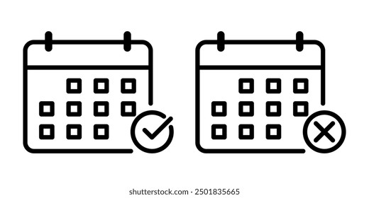 Calendar line icon For mobile and web Contains icons such as calendar, appointment, holiday, clock, time, deadline.