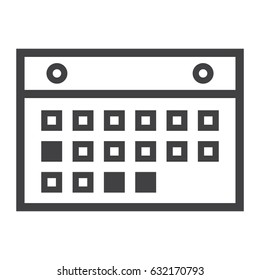 Calendar line icon, mobile and website button, vector graphics, a linear pattern on a white background, eps 10.