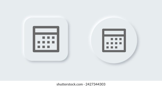 Calendar line icon in neomorphic design style. Event signs vector illustration.