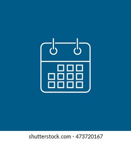 Calendar Line Icon On Blue Background