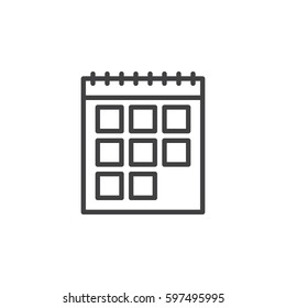 Calendar line icon, outline vector sign, linear style pictogram isolated on white. Symbol, logo illustration. Editable stroke. Pixel perfect