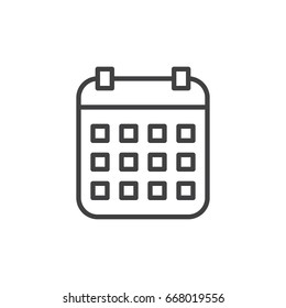 Calendar line icon, outline vector sign, linear style pictogram isolated on white. Symbol, logo illustration. Editable stroke. Pixel perfect graphics