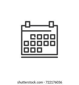 Calendar line icon, outline vector sign, linear style pictogram isolated on white. Symbol, logo illustration. Editable stroke