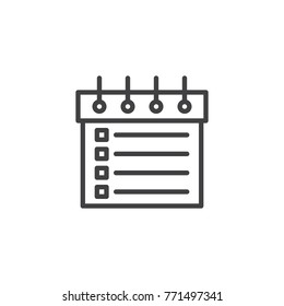 Calendar line icon, outline vector sign, linear style pictogram isolated on white. Planner symbol, logo illustration. Editable stroke