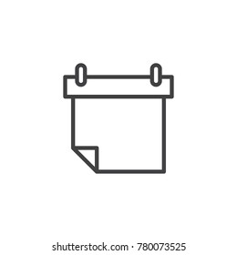 Calendar line icon, outline vector sign, linear style pictogram isolated on white. Agenda symbol, logo illustration. Editable stroke
