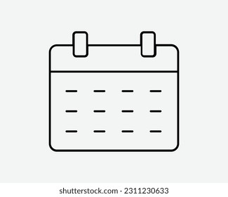 Icono de línea de calendario. Planificar cita Recordatorio de evento Línea de datos Planificador Fecha Mes Símbolo de signo de ilustración negro Ilustración gráfica Clipart Vector EPS