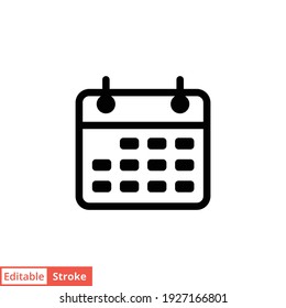 Calendar line icon. Simple outline style. Schedule, date, day, plan, symbol concept. Vector illustration isolated on white background. Editable stroke EPS 10.