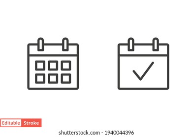 Calendar Line Icon. Simple Outline Style. Date, Planner, Pictogram, Day, Month, Schedule, Time Event Organizer Symbol Concept. Vector Illustration Isolated On White Background. Editable Stroke EPS 10.