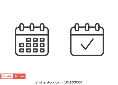 Calendar line icon. Simple outline style. Date, planner, pictogram, day, month, schedule, time event organizer symbol concept. Vector illustration isolated on white background. Editable stroke EPS 10.