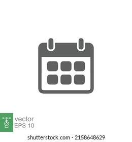 Icono de línea de calendario. Estilo de contorno simple. Concepto de esquema, fecha, símbolo de hora. Ilustración vectorial aislada. EPS 10.